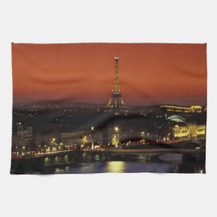 France, Paris Sunset view of Eiffel Tower and Kitchen Towel