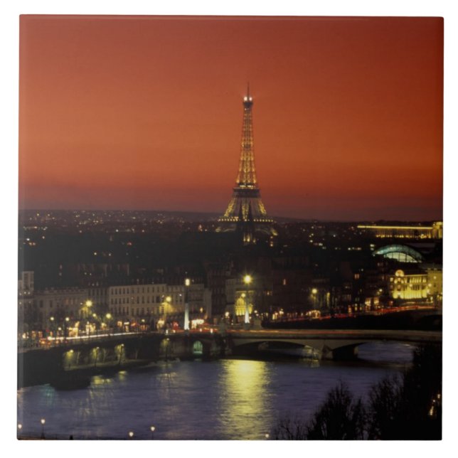 France, Paris Sunset view of Eiffel Tower and Tile (Front)