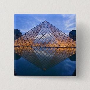 France, Paris. The Louvre at twilight. Credit 2 Inch Square Button