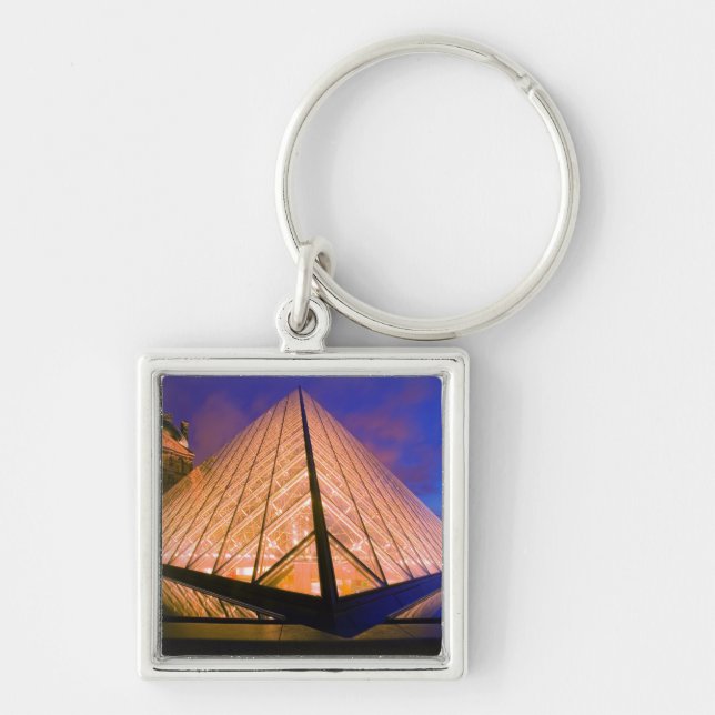France, Paris. The Louvre museum at twilight. 2 Keychain (Front)