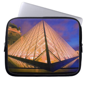 France, Paris. The Louvre museum at twilight. 2 Laptop Sleeve