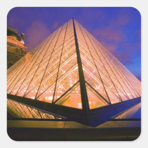 France, Paris. The Louvre museum at twilight. 2 Square Sticker
