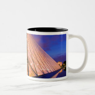 France, Paris. The Louvre museum at twilight. 2 Two-Tone Coffee Mug