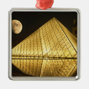 France, Paris, The Louvre Museum, Nighttime Metal Ornament