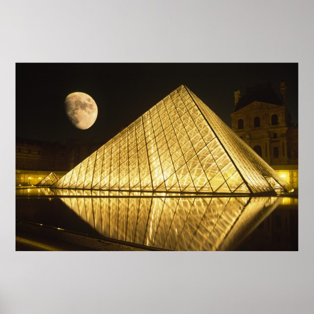 France, Paris, The Louvre Museum, Nighttime Poster (Front)