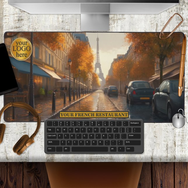 France Paris Tour Eiffel (Desk mat featuring a painting of the Eiffel Tower in Paris. With optional logo and text)