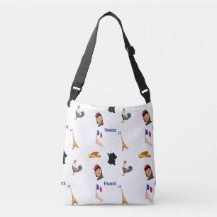 France pattern on white crossbody bag