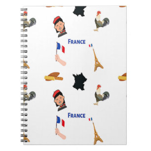 France pattern on white notebook