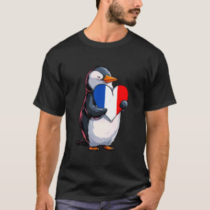 France Penguin Heart French Flag French Roots Fren T-Shirt