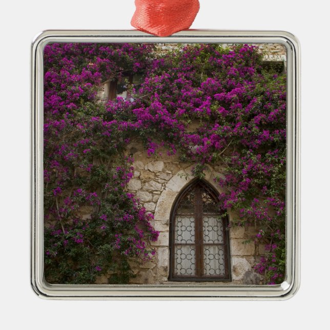 France, Provence, Eze. Bright pink Metal Ornament (Front)