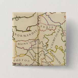 France, Providences and Boundaries 2 Inch Square Button