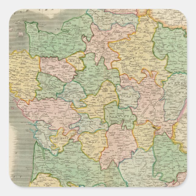France, provinces 2 square sticker (Front)