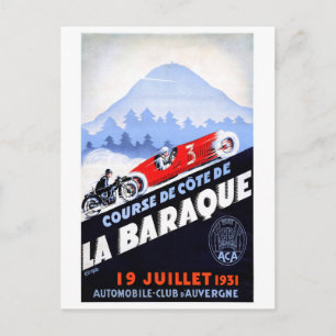 France Racing Vintage Travel Poster Restored Postcard