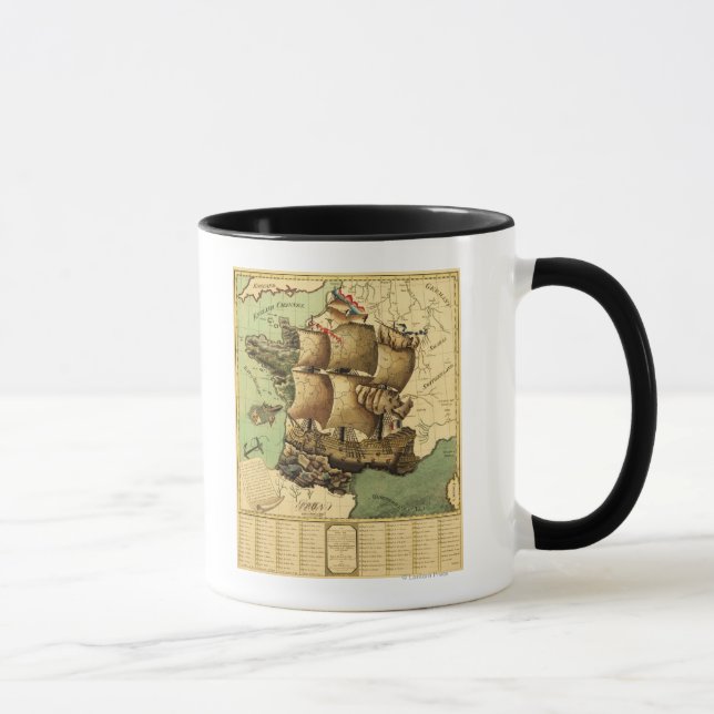 France Represented as a ShipPanoramic Map Mug (Right)