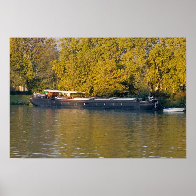 France, Rhone River, near Avignon, barge along Poster (Front)