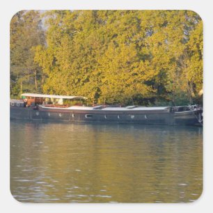 France, Rhone River, near Avignon, barge along Square Sticker