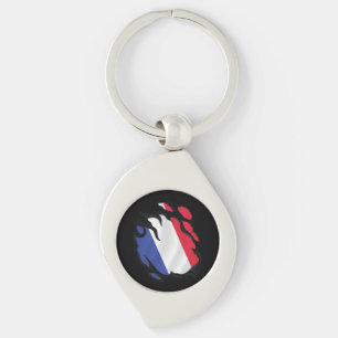 France Ripped Flag Keychain