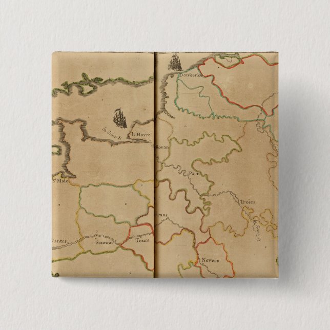 France Rivers 2 Inch Square Button (Front)