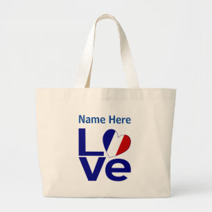 France Rose Flag Personalized Large Tote Bag