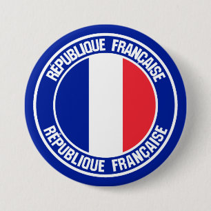 France Round Emblem 3 Inch Round Button