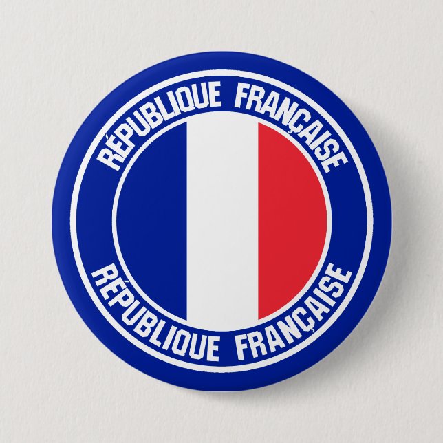 France Round Emblem 3 Inch Round Button (Front)