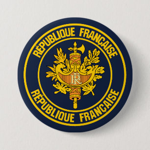 France Round Emblem 3 Inch Round Button