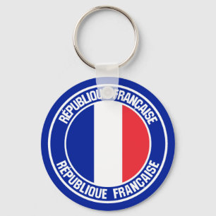 France Round Emblem Keychain