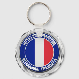 France Round Emblem Keychain