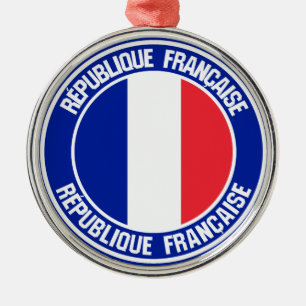 France Round Emblem Metal Ornament