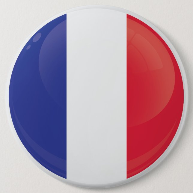 France  Round Icon Flag 6 Inch Round Button (Front)
