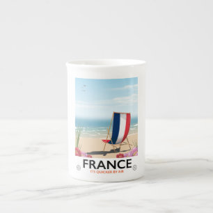 France seaside beach travel poster bone china mug