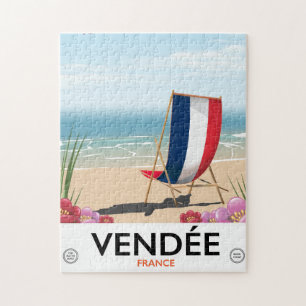 France seaside beach travel poster jigsaw puzzle