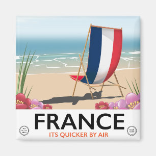 France seaside beach travel poster magnet