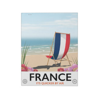 France seaside beach travel poster. notepad
