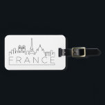 France Skyline Luggage Tag<br><div class="desc">A unique luggage tag representing the beautiful country of France. This tag features a stylized illustration of the city's unique skyline with its name underneath.</div>