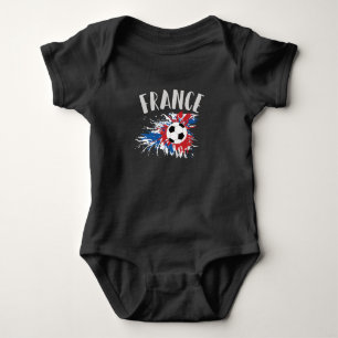 France Soccer Ball Grunge Flag Baby Bodysuit