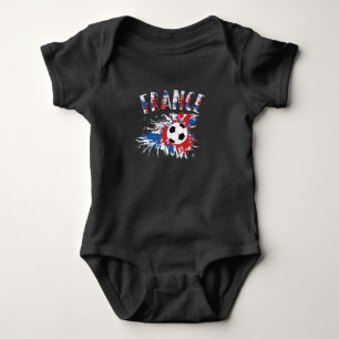 France Soccer Ball Grunge Flag Baby Bodysuit