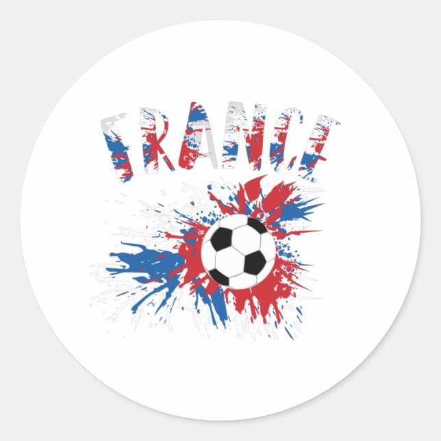 France Soccer Ball Grunge Flag Classic Round Sticker (Front)