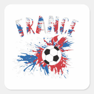 France Soccer Ball Grunge Flag Square Sticker