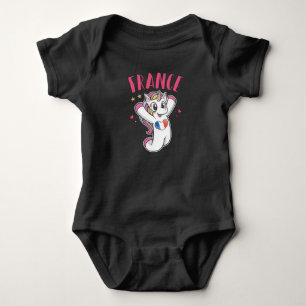 France Soccer Fan Unicorn with heart flag Baby Bodysuit
