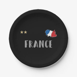 France Soccer Football Fan Shirt French Flag Paper Plate