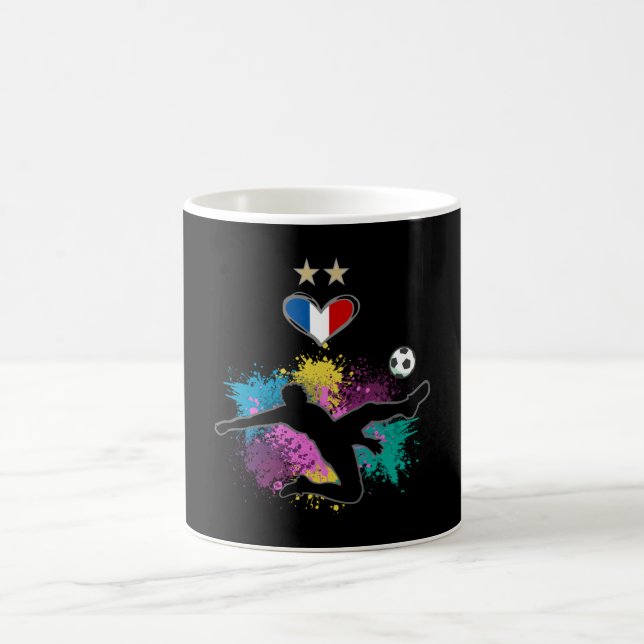 France Soccer Football Fan Shirt with Heart Splash Coffee Mug (Center)