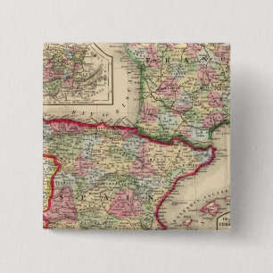 France, Spain, Portugal Map by Mitchell 2 Inch Square Button