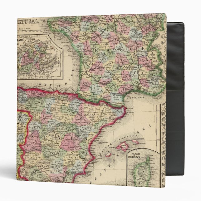 France, Spain, Portugal Map by Mitchell Binder (Front/Inside)
