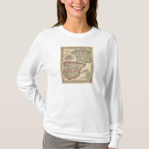 France, Spain, Portugal Map by Mitchell T-Shirt