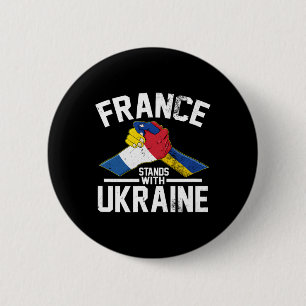 France Stands With Ukraine Ukrainian French Flag T 2 Inch Round Button