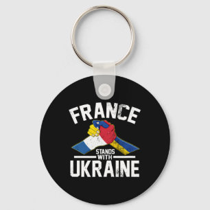France Stands With Ukraine Ukrainian French Flag T Keychain