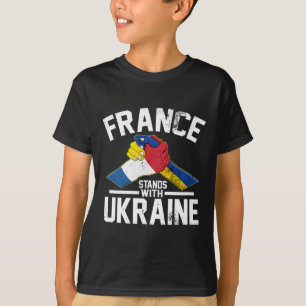 France Stands With Ukraine Ukrainian French Flag T T-Shirt