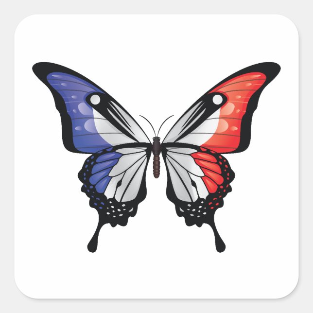 France Swallowtail Butterfly Flag Sticker (Front)