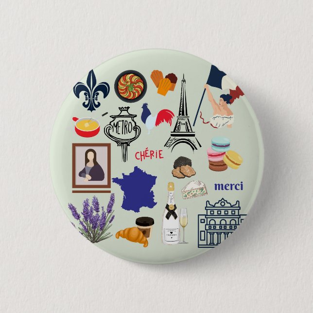 France Symbols 2 Inch Round Button (Front)